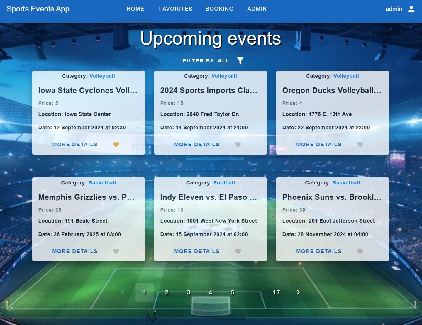 Sports Events App preview